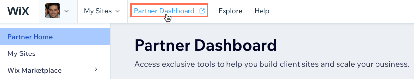 הקלקה על Partner Dashboard בחלק העליון אחרי התחברות וכניסה ל-Partner Dashboard