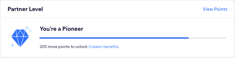 A screenshot of the Pioneer level in the Partner Level section of the dashboard.