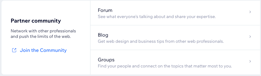 A screenshot of the Partner community section in Partner Resources tab.