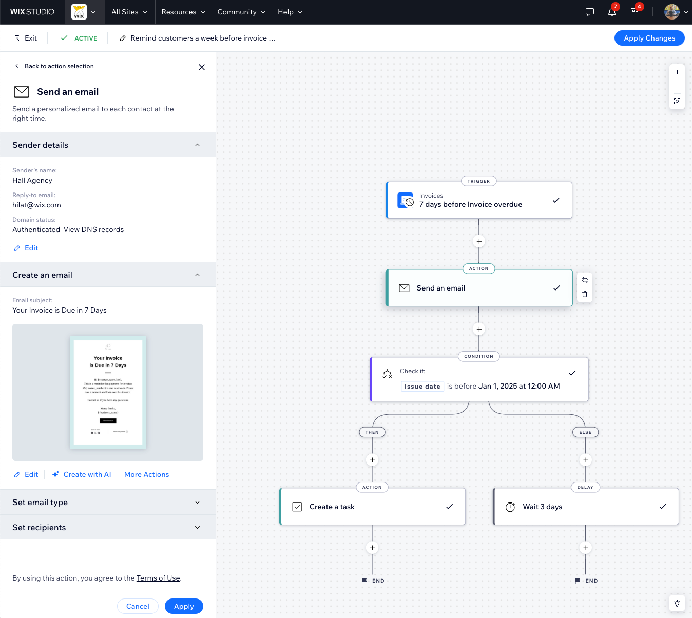 A screenshot of creating your automation based on trigger, action and optional conditions.