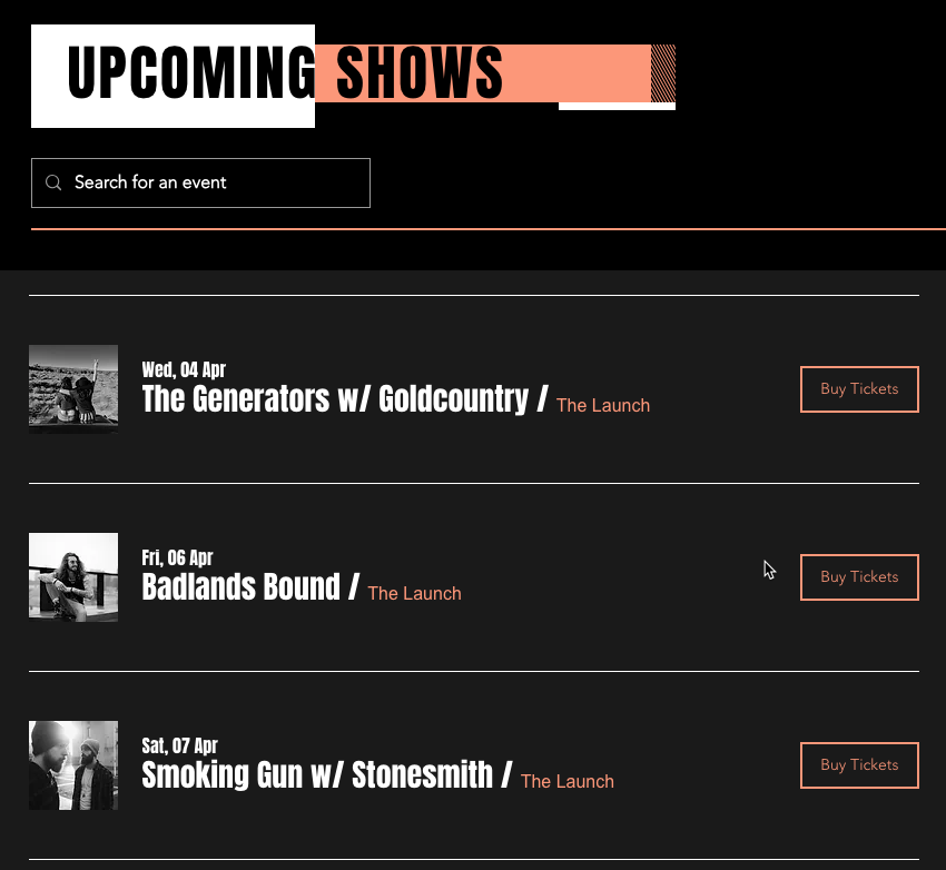 A screenshot of Wix Site Search added to Wix Events.