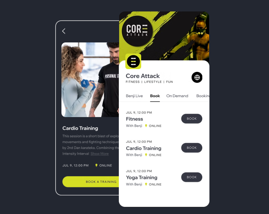 A screenshot of creating a native mobile app for fitness services.