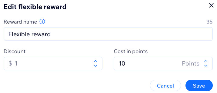A screenshot of setting your loyalty rewards.