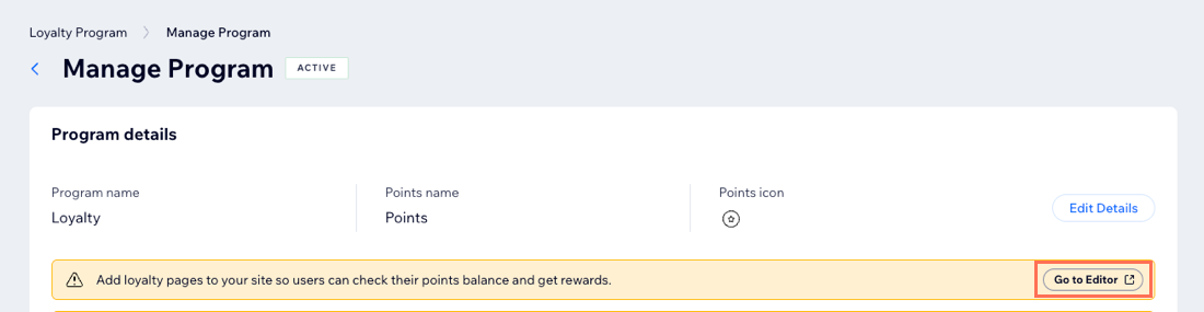 A screenshot of the banner linking to your editor pages.