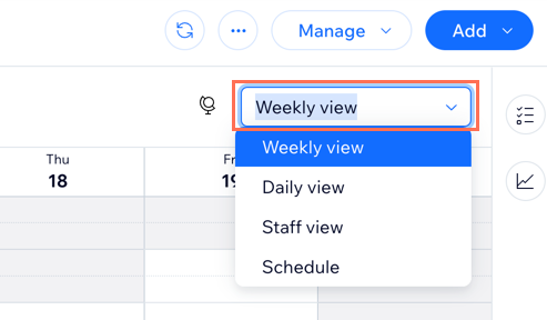 A screenshot showing the different views available in the booking calendar.