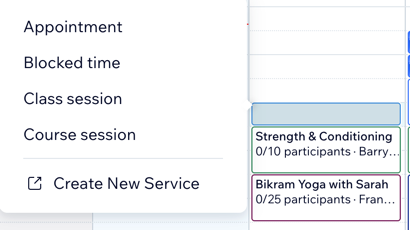 A screen shot showing how to schedule different services in the Booking Calendar.