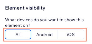 Screenshot showing element visbilbity to decide which devices you want to show an element.