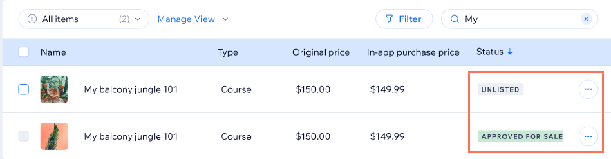 A screenshot of the included and excluded labels next to a product and service.