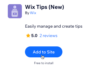 A screenshot showing how to add Wix Tips to your site.