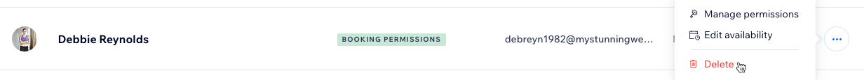 A screenshot where to delete staff in your dashboard.