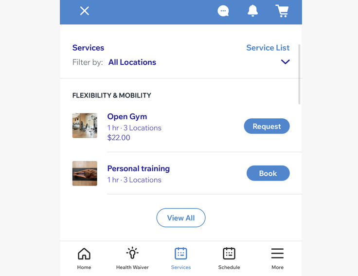 A screenshot of service list element on your app.