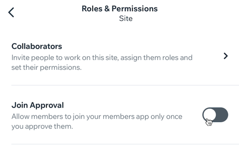A screenshot where to disable join approval toggle.