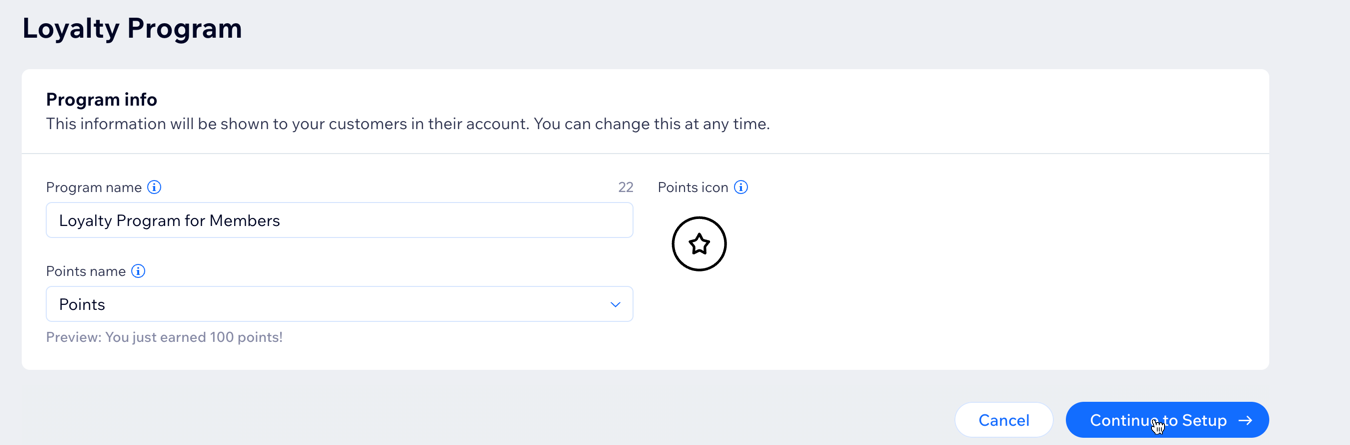 A screenshot of editing a loyalty program and clicking the save button.