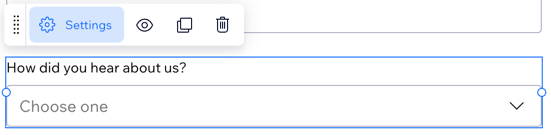 screenshot of a field dropdown selected with settings panel highlighted above.