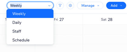 A screenshot showing the different views available in the booking calendar.