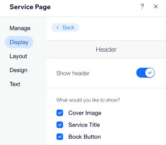 Screenshot showing which details you'd like to display on your header.