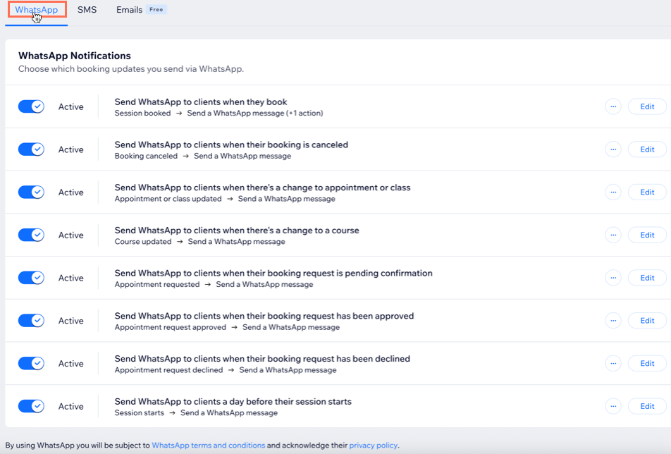 A screenshot of your WhatsApp notification options
