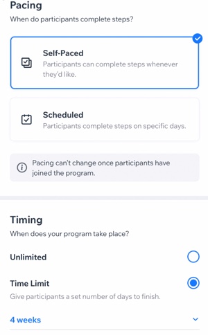 A screenshot of the Scheduling panel.