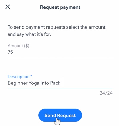 A screenshot of the Request Payment panel.