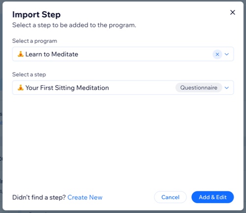 A screenshot of the Import a Step panel.