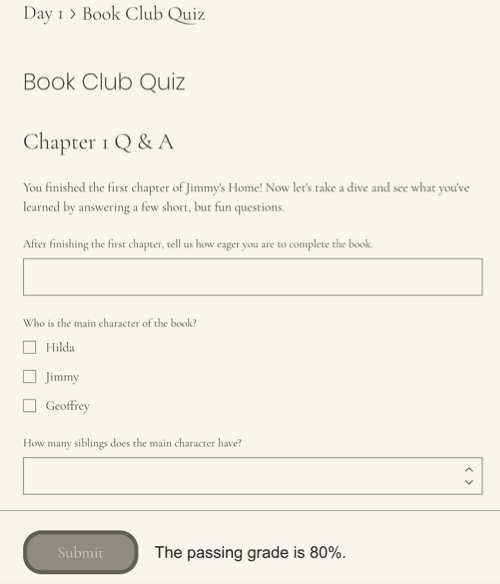 A screenshot of the Quiz Builder in your Online Program.