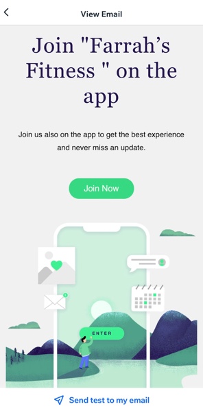 Wix 앱의 자동 이메일 초대 스크린샷.