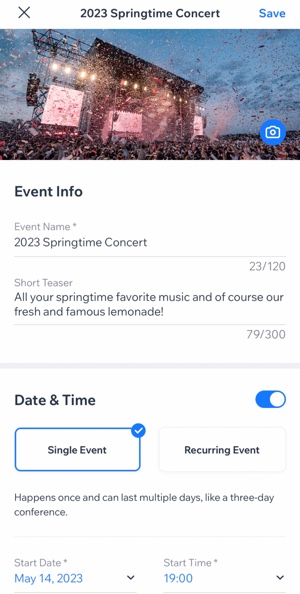 A screenshot of a ticketed event.