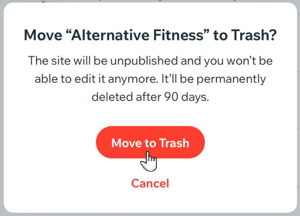 A screenshot of the Move to trash panel.