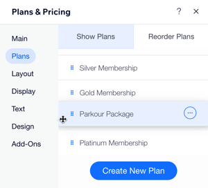 A screenshot of the Reorder Plans panel in the Editor.