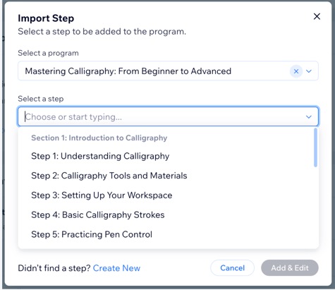 A screenshot of Importing a step from another program.