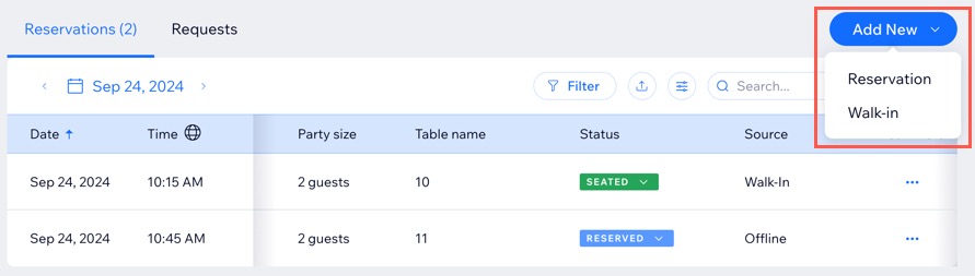 Uma captura de tela de uma nova reserva ou um cliente sem reserva sendo adicionado no painel de controle do site.