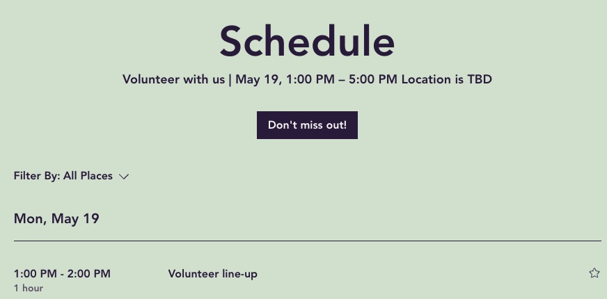A screenshot of an event schedule.