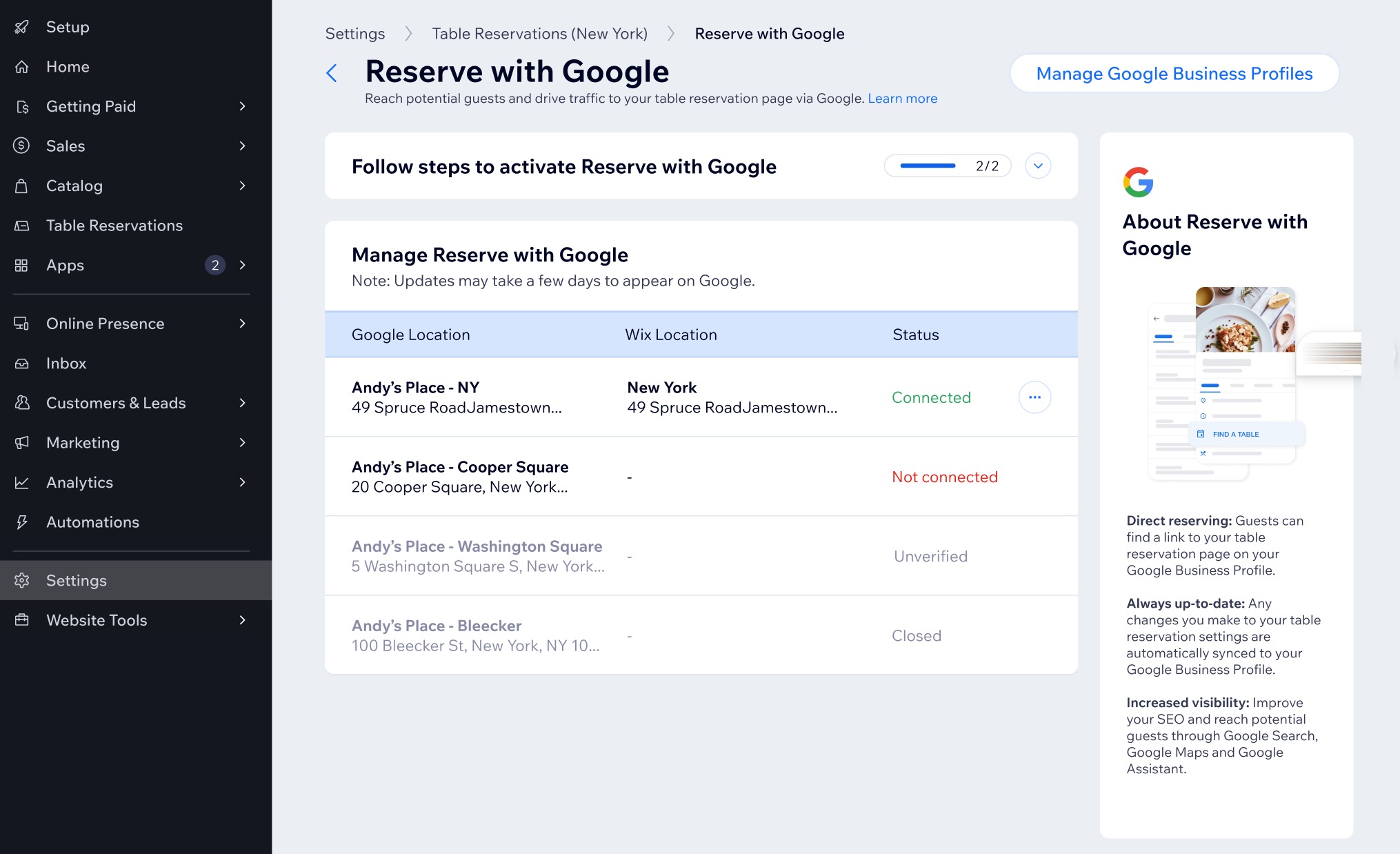 A screenshot of a google profile connected.