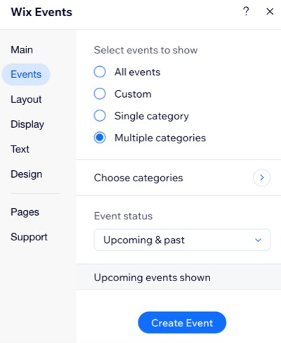 A screenshot of both the Single and Multiple category options in the Wix Editor.