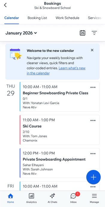 A screenshot of the new expandable Bookings calendar.