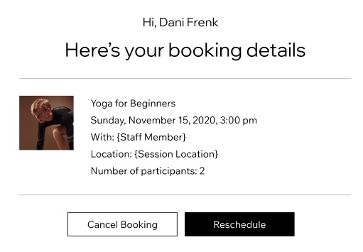 Screenshot della schermata visualizzata dai clienti non membri per annullare o riprogrammare la prenotazione