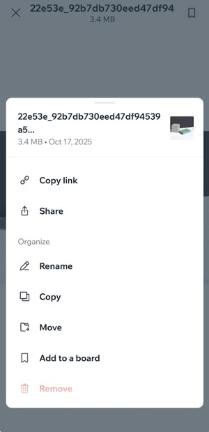 A screenshot displaying the options to manage media in the Wix app.