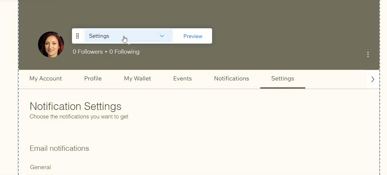 An animation showing how to navigate the members area with the floating dropdown.