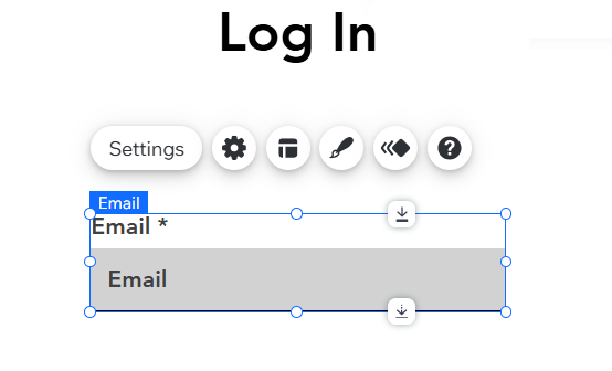 A screenshot of a custom toolbar for the email address element in Wix Editor.