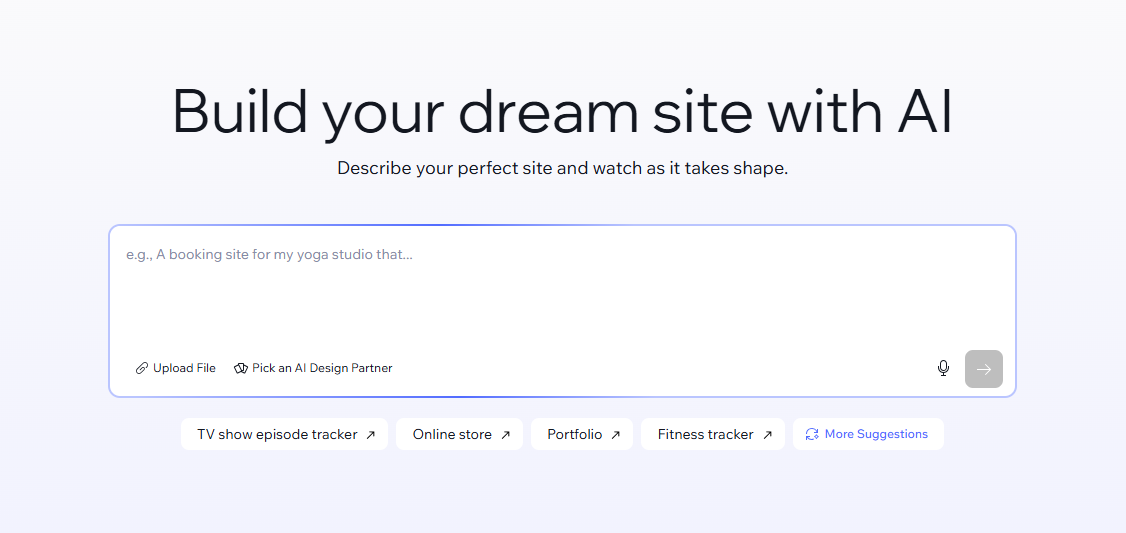A screenshot of the Wix Vibe prompt page.