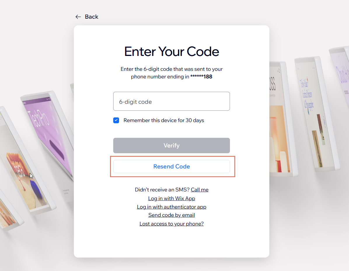 Capture d'écran de l'écran d'authentification en deux étapes avec le bouton Envoyer le code mis en surbrillance.