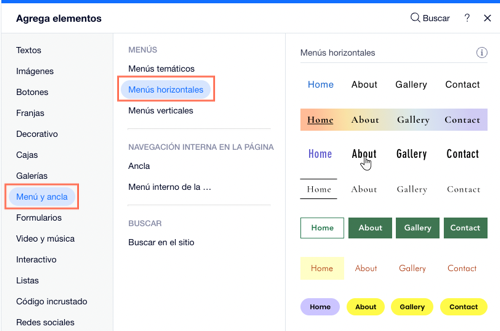 Editor de Wix: cambiar el estilo del menú del sitio, Centro de Ayuda