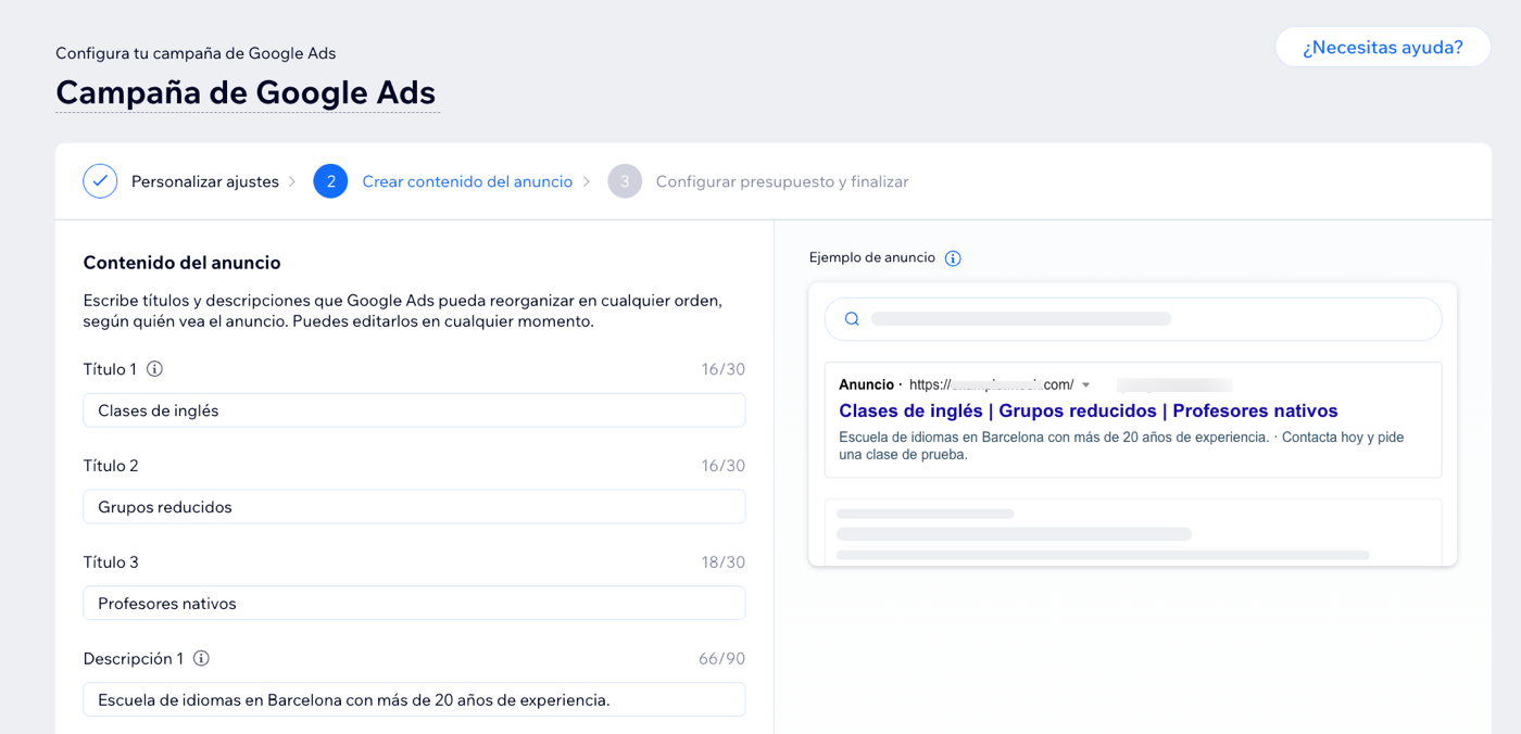 Google Ads con Wix descripción general Centro de Ayuda