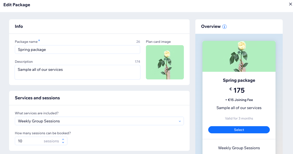 A screenshot showing how to setup your packages.