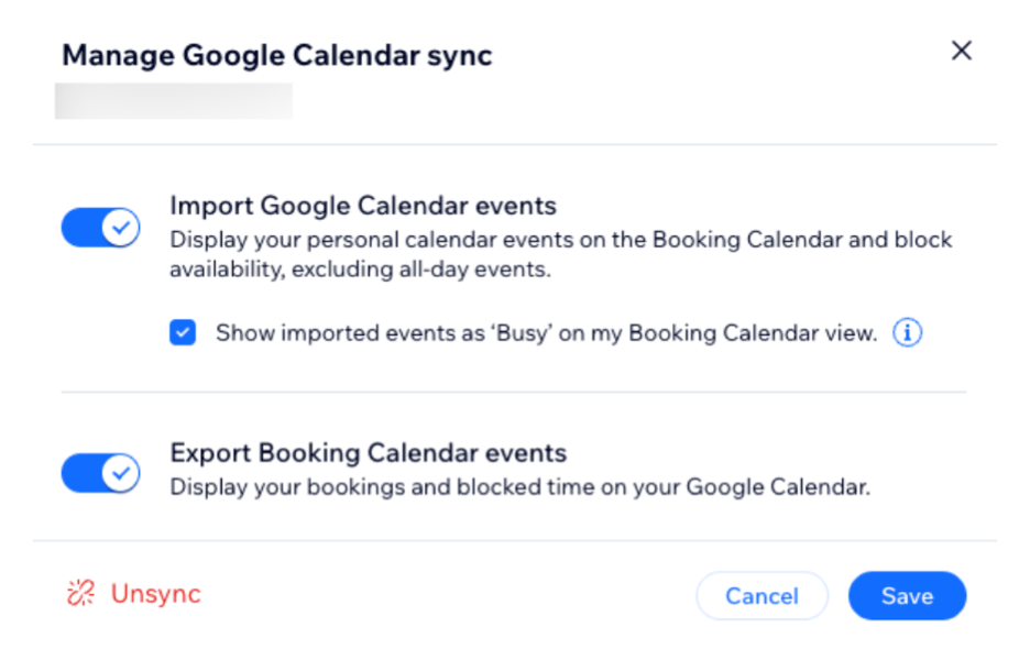A screenshot showing how to customize your sync settings.
