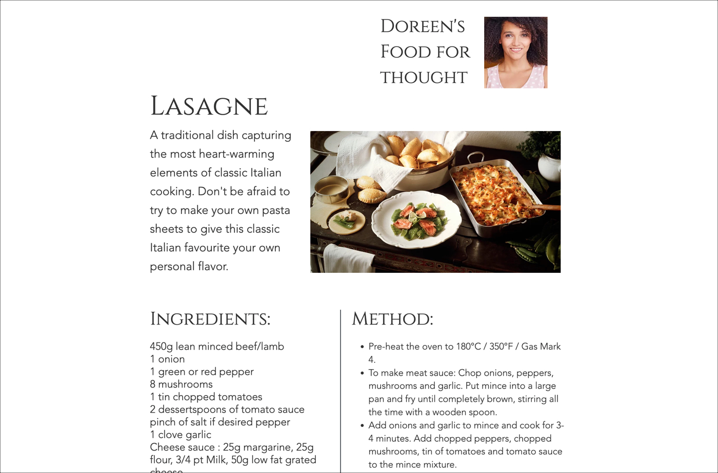 Screenshot of a recipe web page containing static elements like the author's image, and dynamic elements like the ingredients