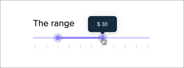 A screenshot showing a stepped range slider with the $30 selected maximum value highlighted.