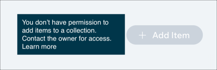 A screenshot of a message about permission - telling the user to contact owner for access