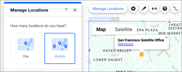 Снимок экрана с выбором нескольких местоположений в настройках Google Maps.