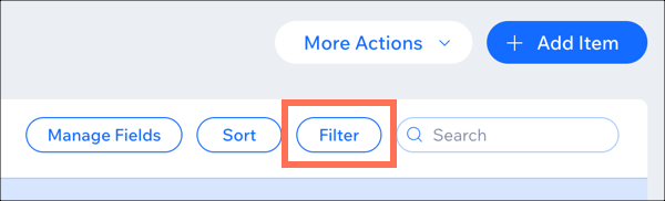 A screenshot of a section of the Content Manager with the Filter button highlighted.